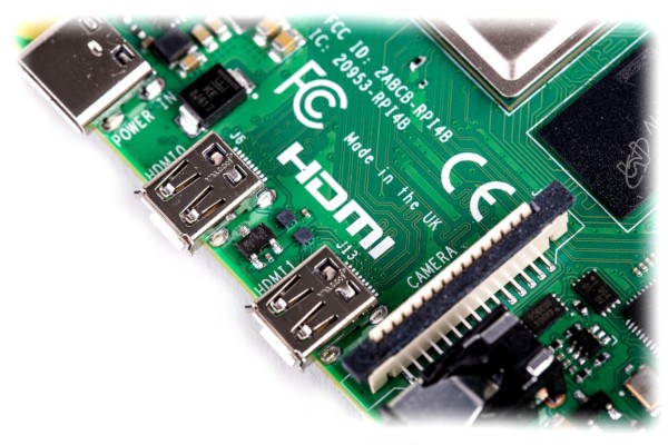 Raspberry Pi 4 - konektory microHDMI