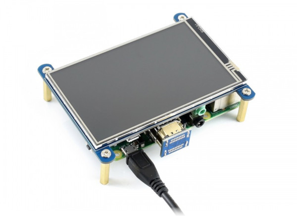 Zařízení komunikuje prostřednictvím konektoru HDMI (obrázek) a pinů GPIO (dotyk)