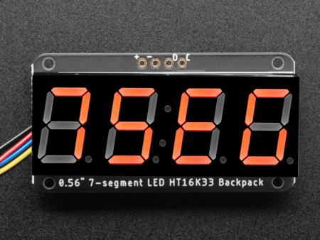 0,56'' 4místný displej – 7segmentový batoh – I2C – červený – STEMMA QT / Qwiic – Adafruit 5599