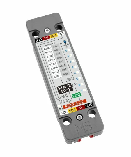 Byte Button Unit - 8 tlačítkový modul + 9 WS2812C RGB diod - Jednotka rozšiřující modul - M5Stack U192