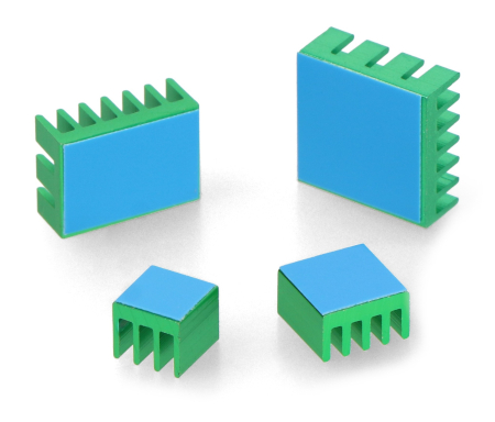 Sada chladičů kompatibilních s Raspberry Pi 4, zelená, 4dílná.