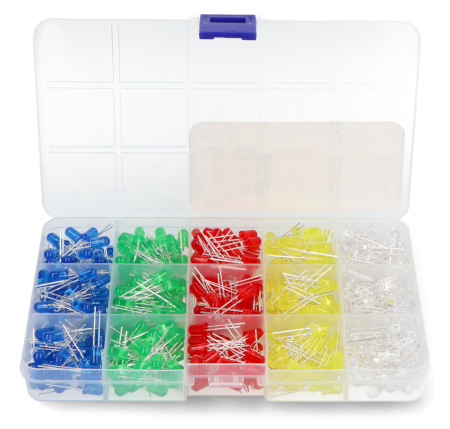 Sada 5mm LED diod - justPi - 500 ks + organizér