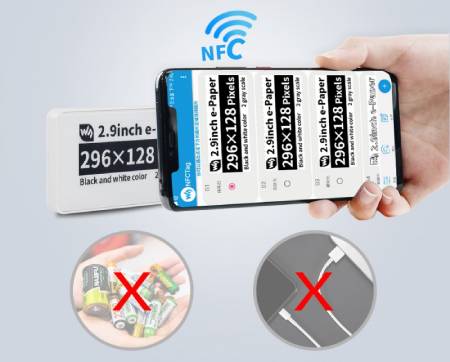 E-papír 2,9'' 296 x 128 px - displej s technologií NFC - Waveshare 17746